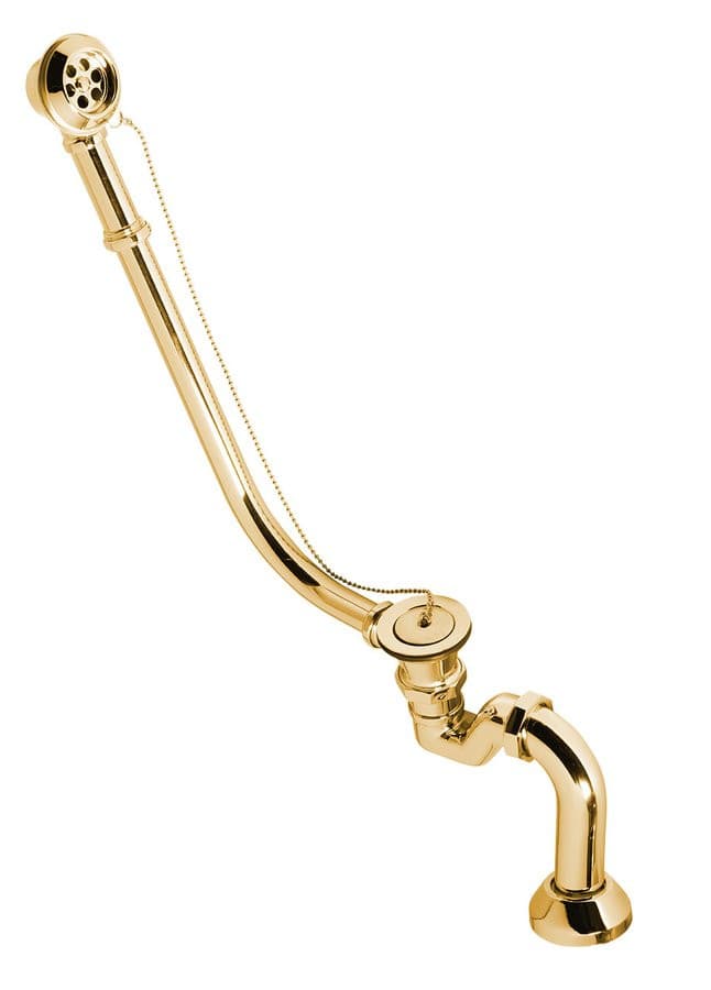 Syfon wannowy RETRO z łańcuszkiem, złoty, do montażu zewnętrznego