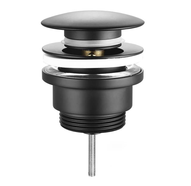 Odpływ umywalkowy 5/4”, Klik-Klak, duży korek, 10-55mm, matowy czarny