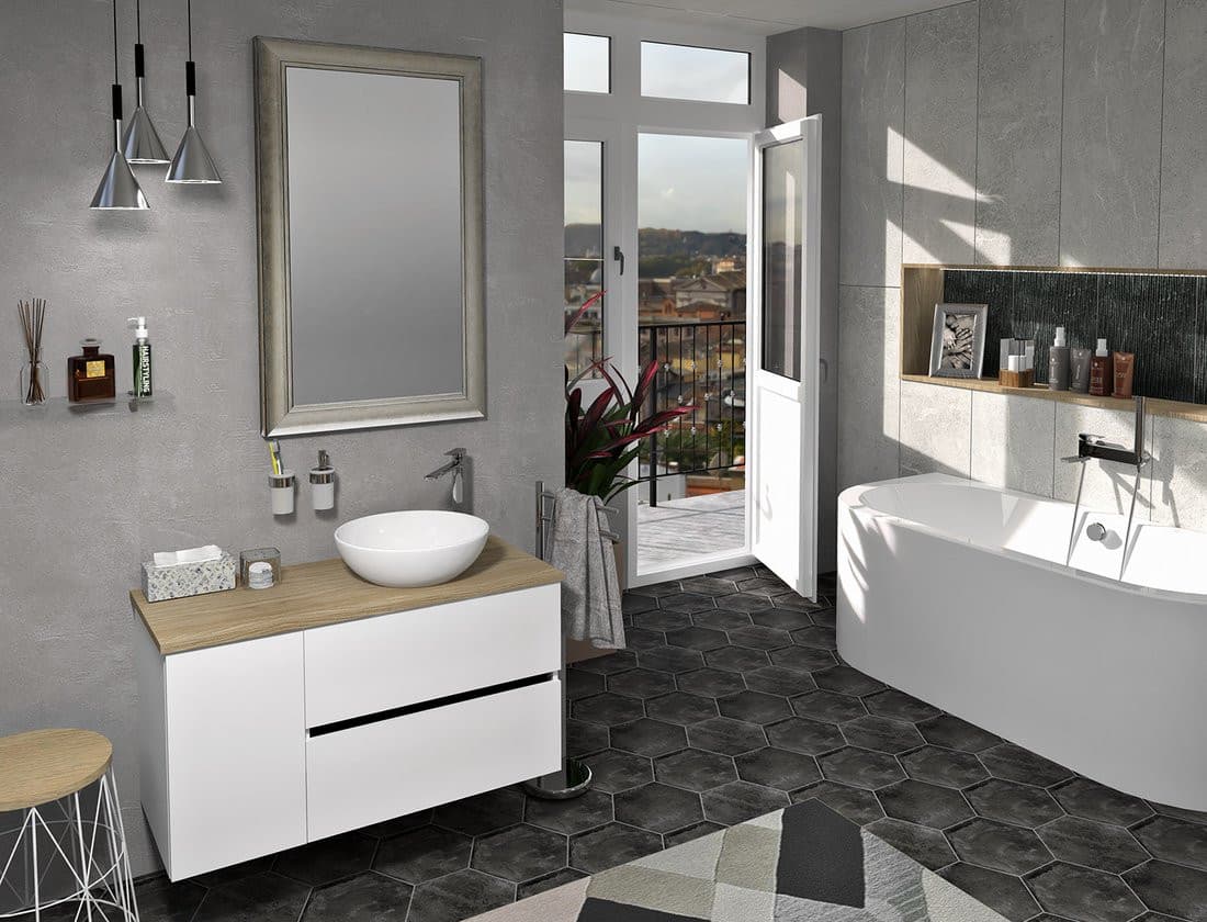 ODETTA szafka dolna wisząca 30x50x43,5 cm biały połysk