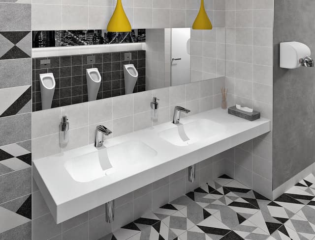 EMICO podwójna umywalka lewa 230x50 cm, Rockstone biały mat