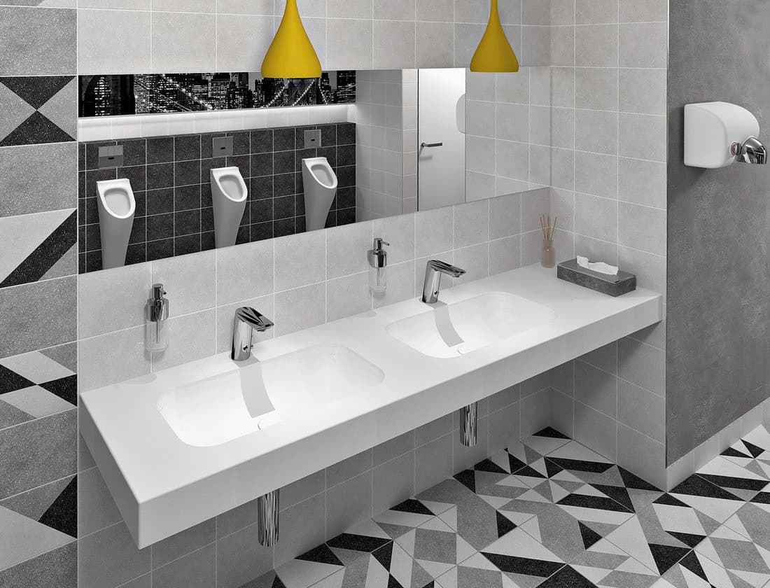 EMICO podwójna umywalka lewa, 250x50 cm, biały mat Rockstone