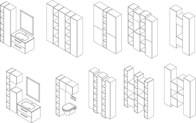 ESPACE regał wysoki, otwarty z półkami, 20x172x32 cm, wiąz Bardini