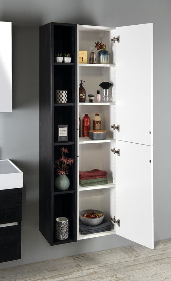 ESPACE wysoki słupek łazienkowy, 35x172x32cm, 2 drzwiczki, uniwersalny, biały połysk