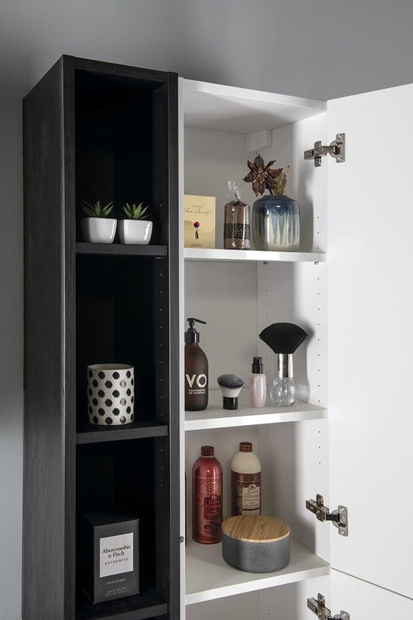 ESPACE wysoki słupek łazienkowy, 35x172x32cm, 2 drzwiczki, uniwersalny, biały połysk