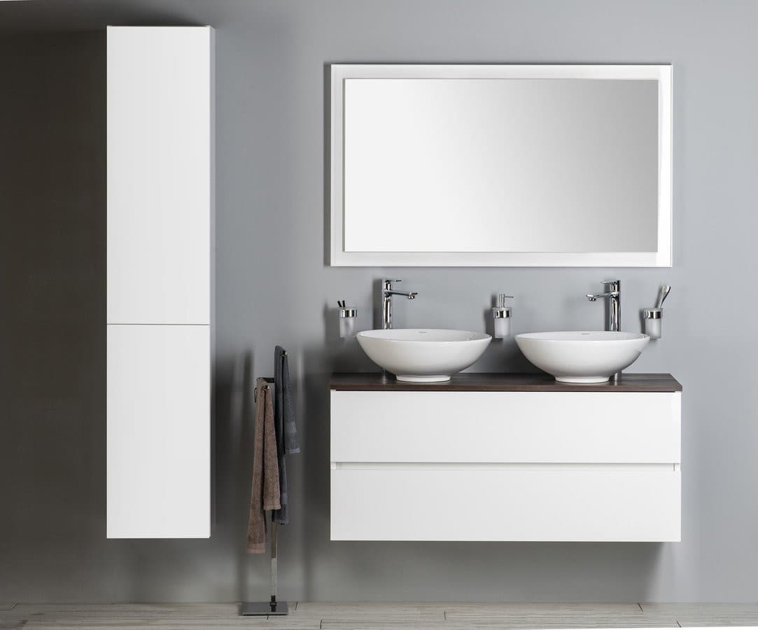 ESPACE wysoki słupek łazienkowy, 35x172x32cm, 2 drzwiczki, uniwersalny, biały połysk