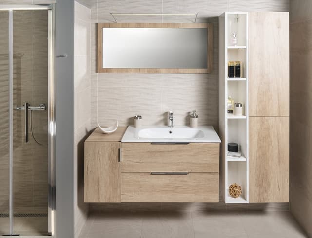 ESPACE słupek łazienkowy 35x172x32 cm, 2 drzwiczki, lewy/prawy, dąb Collingwood