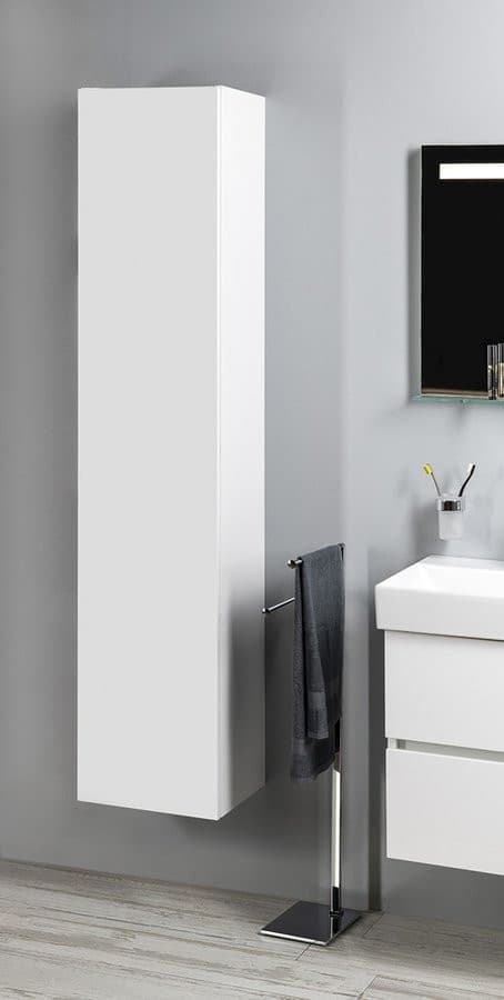ESPACE wysoki słupek łazienkowy 35x172x32 cm, 1 drzwiczki, uniwersalny, biały połysk