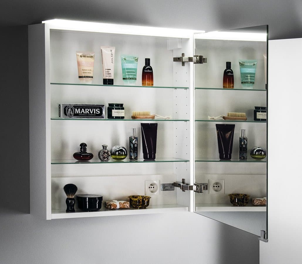 SZAFKA Z LUSTREM LINEX z oświetleniem LED, 60x70x15cm, Wiąz Bardini