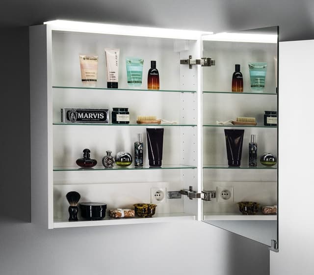 LINEX szafka z lustrem, LED, 60x70x15cm, dąb srebrny, uniwersalna