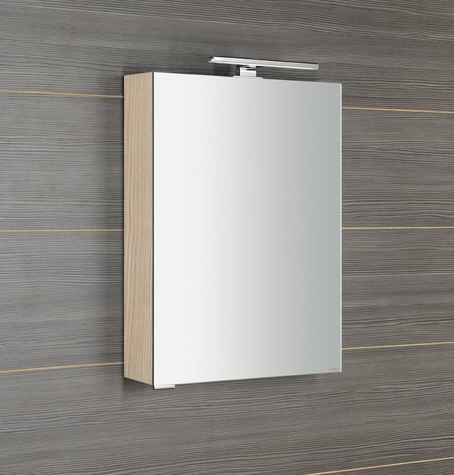 MIRRÓ szafka z lustrem, oświetleniem LED, 50x70x16 cm, lewa/prawa, wiąz Bardini