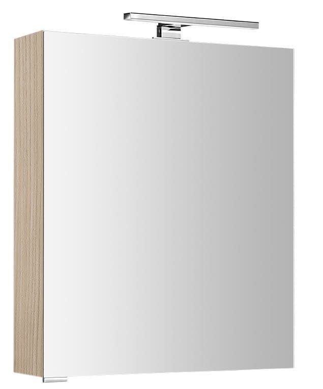 MIRRÓ szafka z lustrem z oświetleniem LED (60x70x16 cm, wiąz Bardini, lewa/prawa)