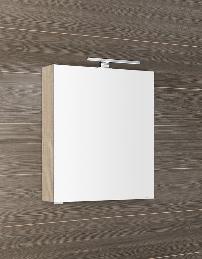 MIRRÓ szafka z lustrem z oświetleniem LED (60x70x16 cm, wiąz Bardini, lewa/prawa)