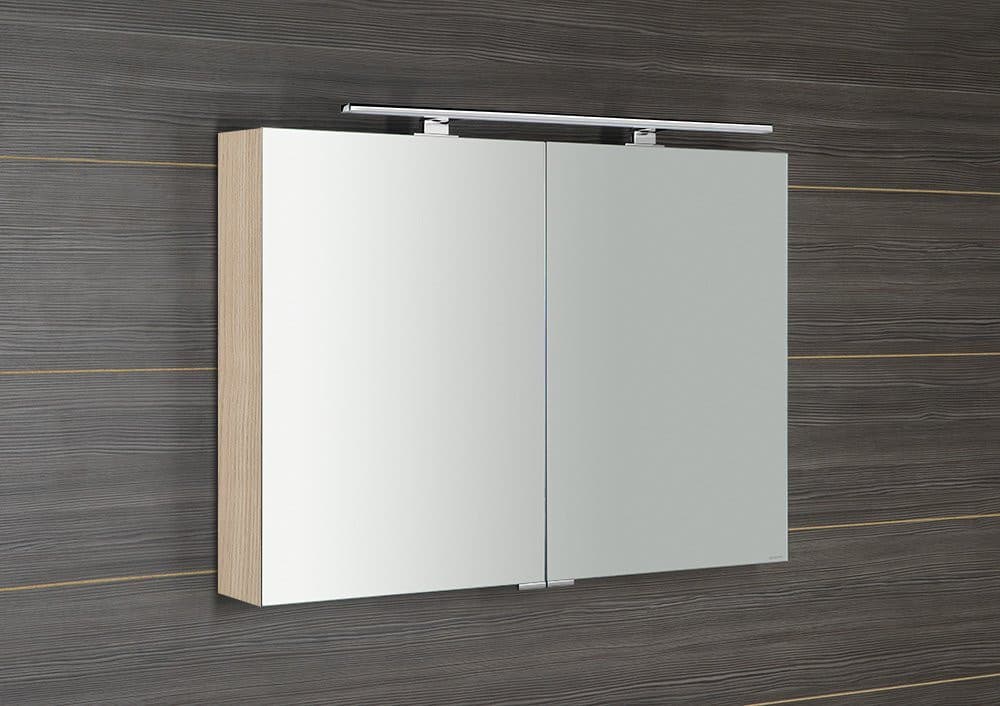 MIRRÓ szafka z lustrem z oświetleniem LED, 100x70x16 cm, wiąz Bardini