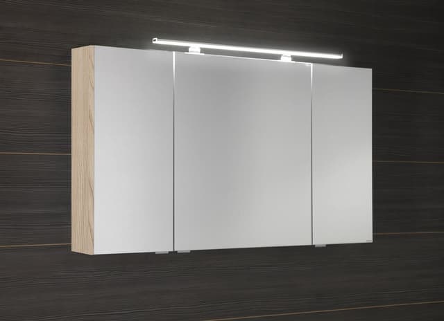 MIRRÓ szafka z lustrem LED, 3 drzwiczki 120x70x16cm, wiąz Bardini