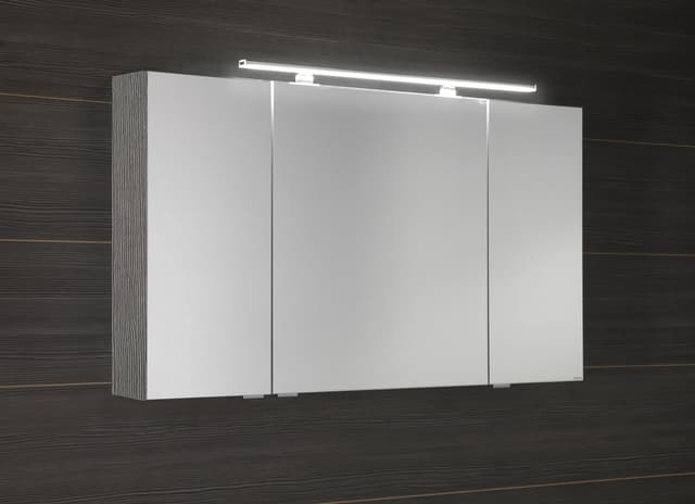MIRRÓ szafka z lustrem LED, 3 drzwi, 120x70x16cm, dąb srebrny
