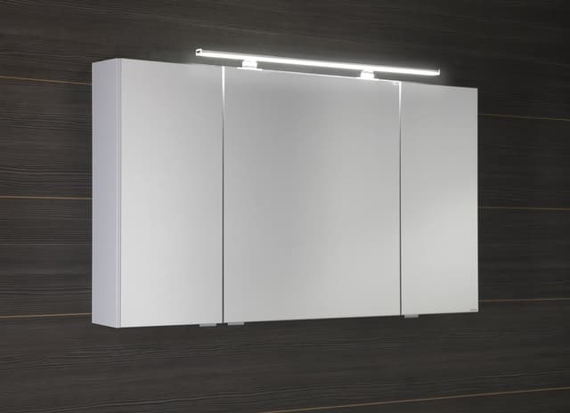 RIWA szafka z lustrem z oświetleniem LED, 3 drzwiczki, 121x70x17 cm, dąb srebrny