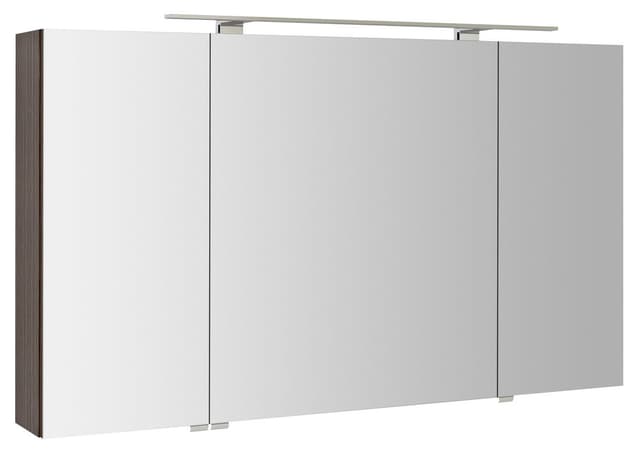 RIWA szafka z lustrem z oświetleniem LED, 3 drzwiczki, 121x70x17cm, sosna rustykalna