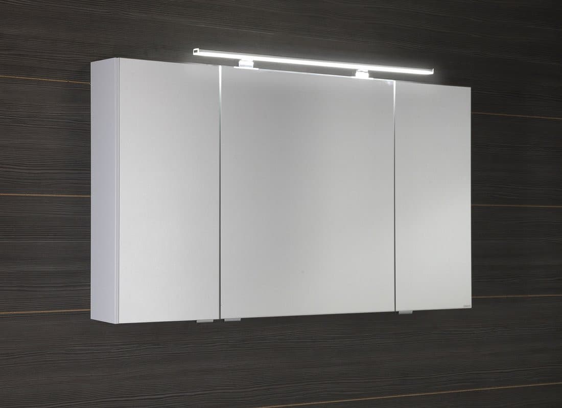 RIWA szafka z lustrem z oświetleniem LED, 3 drzwiczki, 121x70x17cm, sosna rustykalna