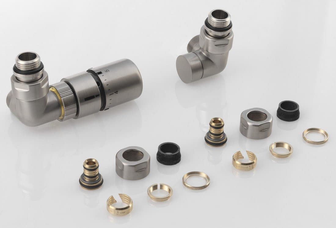 Zestaw przyłączeniowy CORNER z termostatem, lewy, matowa stal nierdzewna