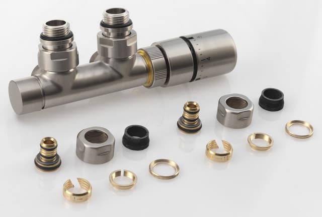 TWIN zestaw przyłączeniowy z termostatem, stal nierdzewna matowa