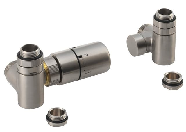 CORNER COMBI zestaw przyłączeniowy z termostatem lewy, stal nierdzewna matowa