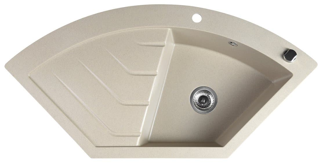 Narożny granitowy zlewozmywak jednokomorowy z ociekaczem 114x57,5 cm
