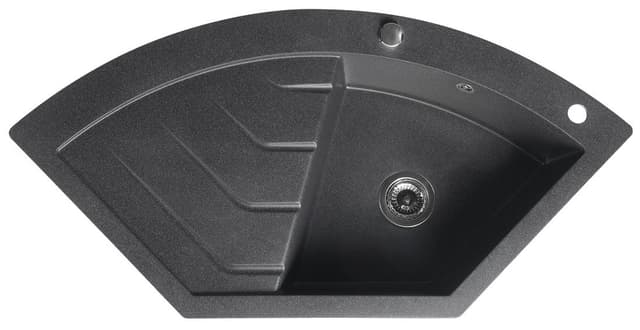 Granitowy zlewozmywak narożny jednokomorowy z ociekaczem 114x57,5 cm czarny