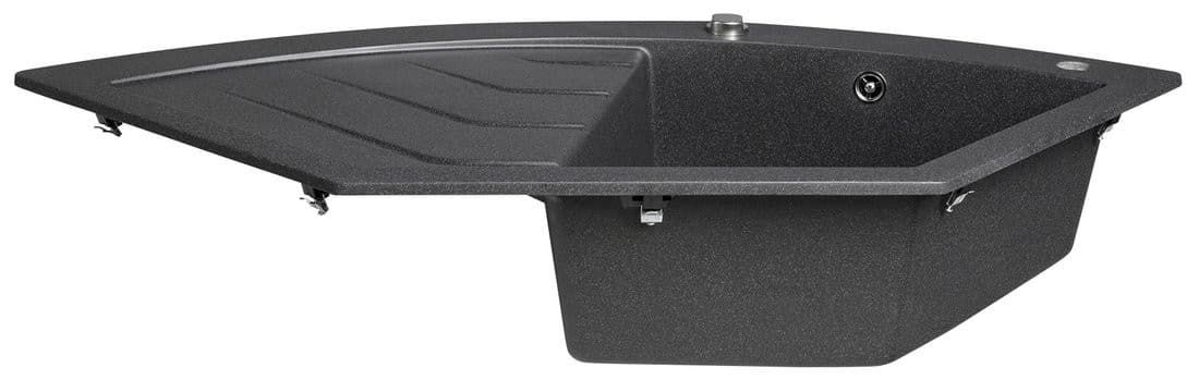 Granitowy zlewozmywak narożny jednokomorowy z ociekaczem 114x57,5 cm czarny