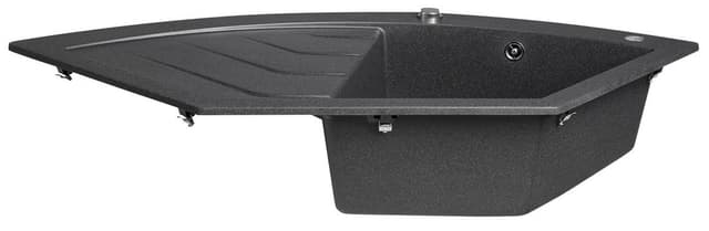 Granitowy zlewozmywak narożny jednokomorowy z ociekaczem 114x57,5 cm czarny