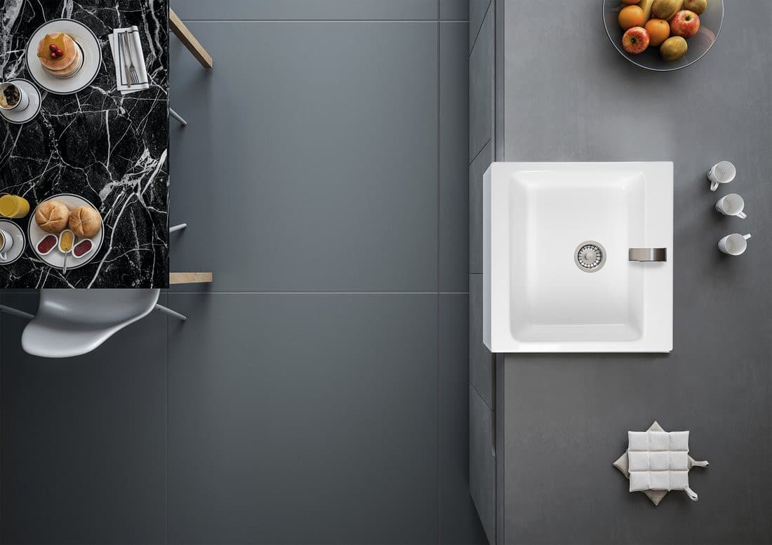 ARYA ceramiczny zlewozmywak kuchenny 66x62cm biały, 1 otwór