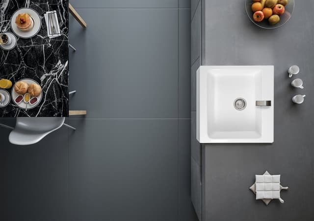 ARYA ceramiczny zlewozmywak kuchenny 66x62cm biały, 1 otwór