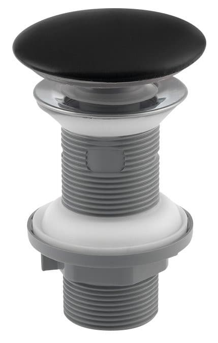 Odpływ umywalkowy 5/4" z korkiem ceramicznym, click-clack, czarny mat