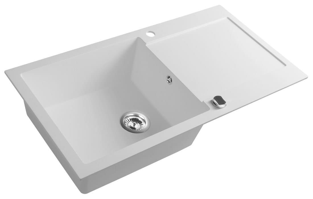 Zlewozmywak granitowy jednokomorowy z ociekaczem 97x50 cm biały