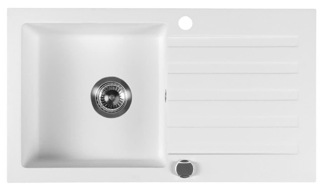 Zlewozmywak granitowy jednokomorowy z ociekaczem 78x44 cm biały