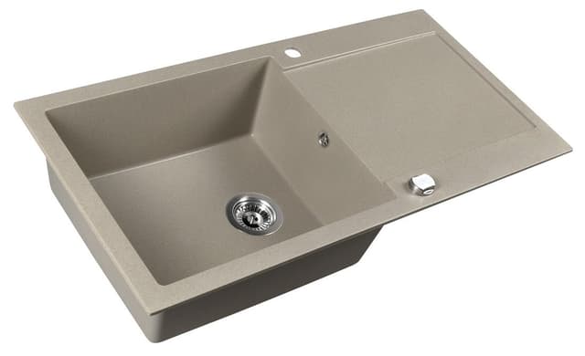 Zlewozmywak granitowy jednokomorowy z ociekaczem beżowy 97x50 cm