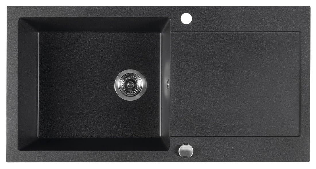 Zlewozmywak granitowy jednokomorowy z ociekaczem czarny 97x50 cm