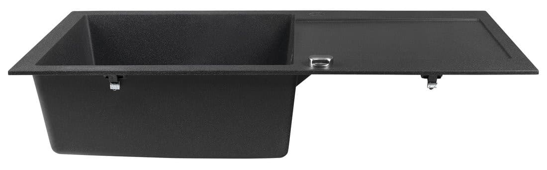 Zlewozmywak granitowy jednokomorowy z ociekaczem czarny 97x50 cm