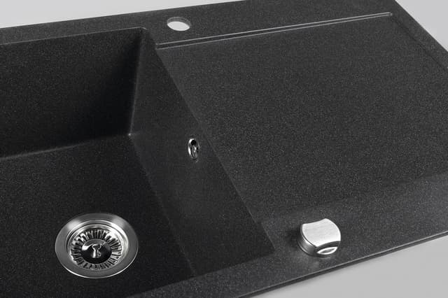 Zlewozmywak granitowy jednokomorowy z ociekaczem czarny 97x50 cm