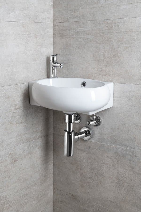 Umywalka narożna RIBERA SMALL ceramiczna 43x28,5 cm lewy otwór