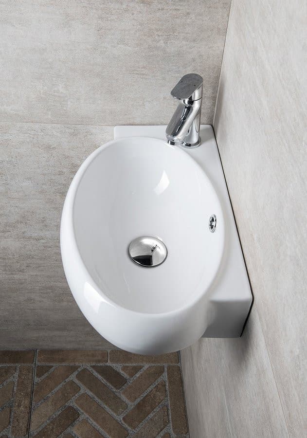 Umywalka narożna RIBERA SMALL ceramiczna 43x28,5 cm lewy otwór