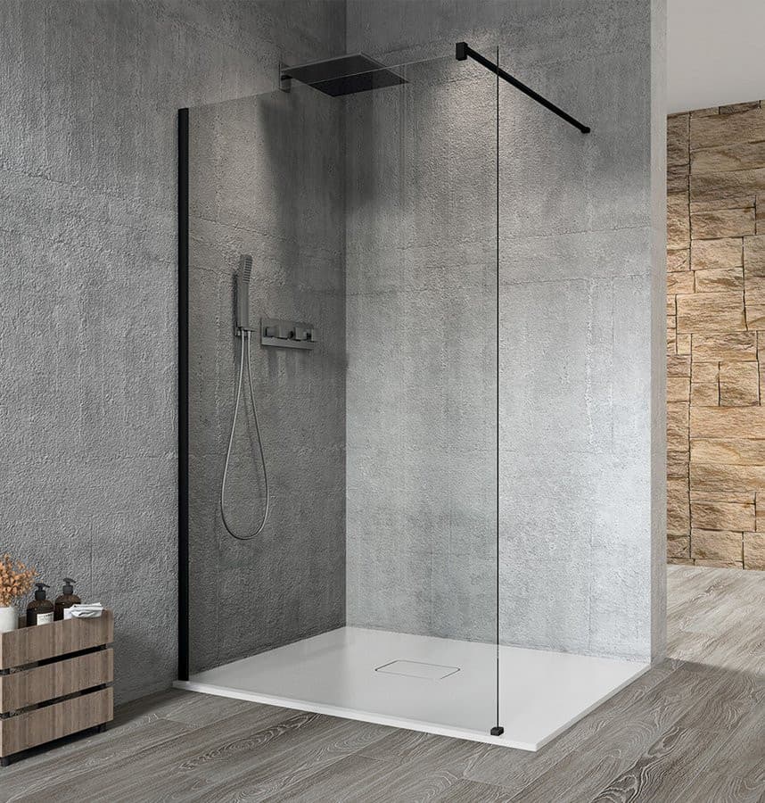 VARIO BLACK jednoczęściowa kabina prysznicowa Walk-In 1100 mm, szkło czyste
