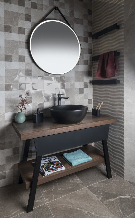 TWIGA konsola pod umywalkę 120x72x50 cm, czarny mat/kamień szary