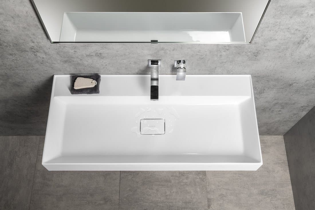 Umywalka kompozytowa GODIVA 96x44 cm biały bez otworu na baterię