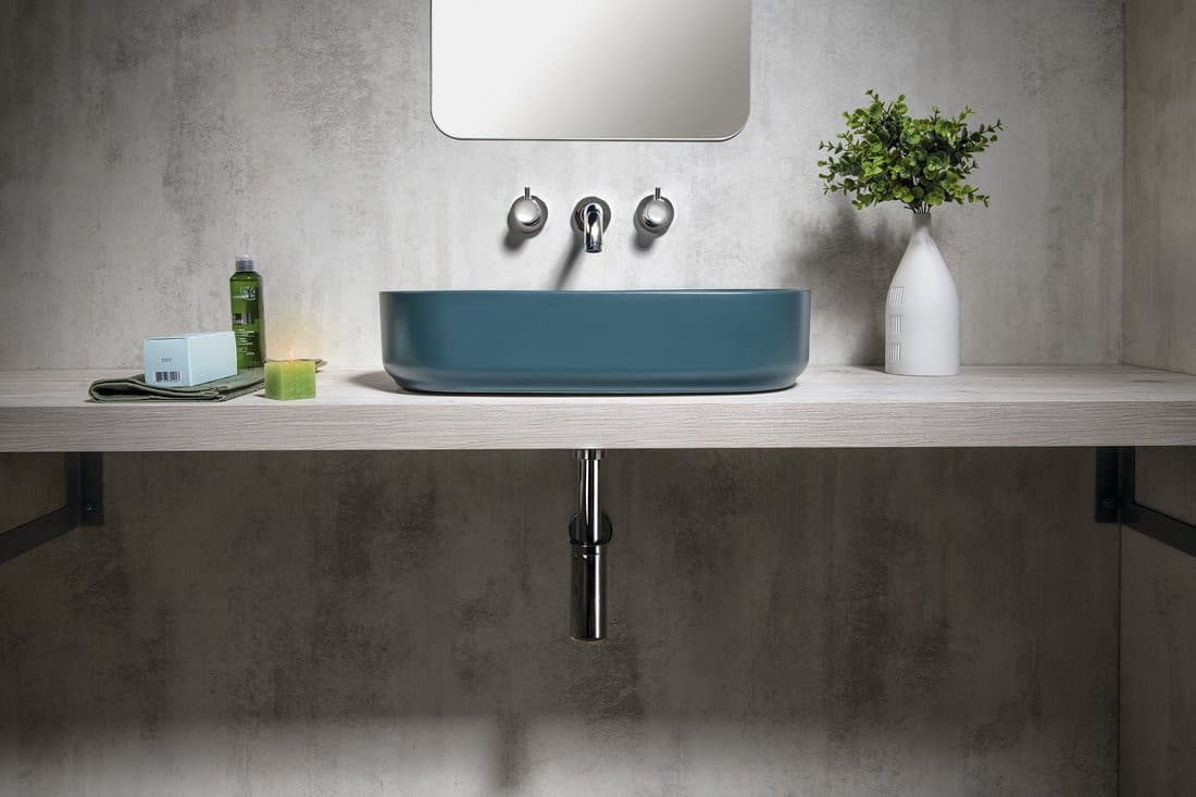 INFINITY OVAL umywalka ceramiczna nablatowa 55x36 cm Petrol mat