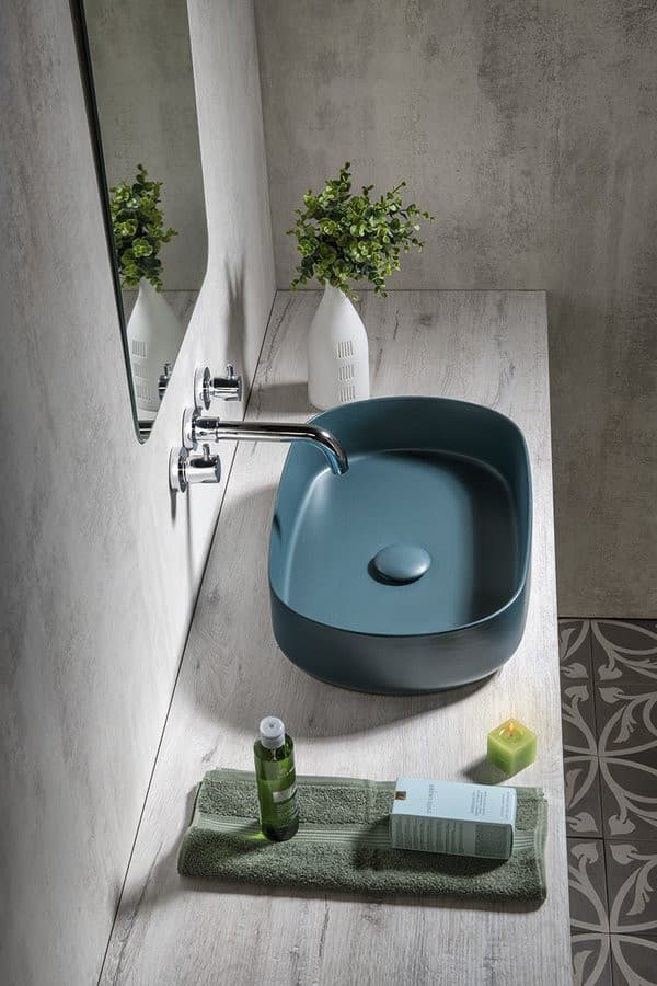 INFINITY OVAL umywalka ceramiczna nablatowa 55x36 cm Petrol mat