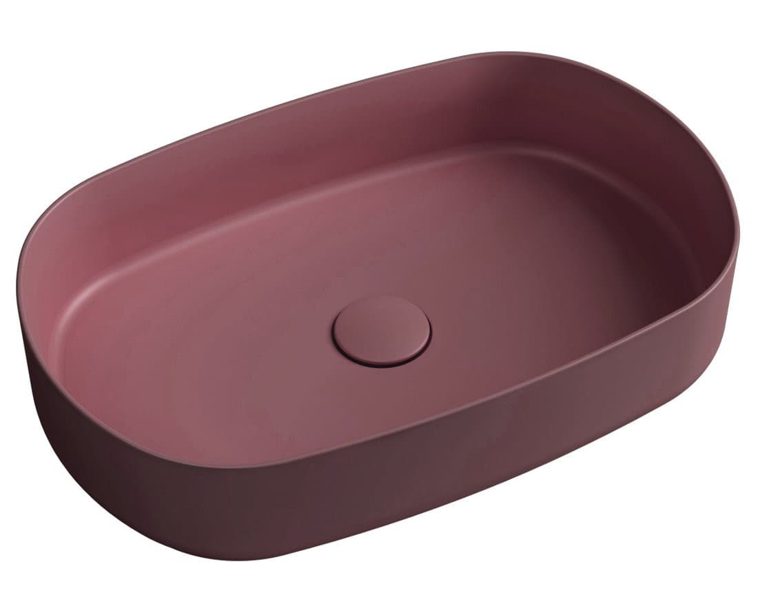 INFINITY OVAL umywalka ceramiczna nablatowa 55x36 cm Maroon Red mat
