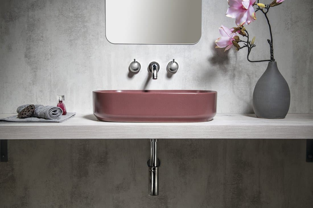 INFINITY OVAL umywalka ceramiczna nablatowa 55x36 cm Maroon Red mat