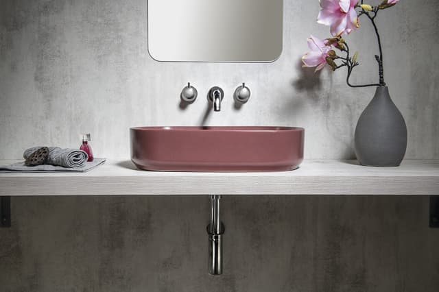 INFINITY OVAL umywalka ceramiczna nablatowa 55x36 cm Maroon Red mat