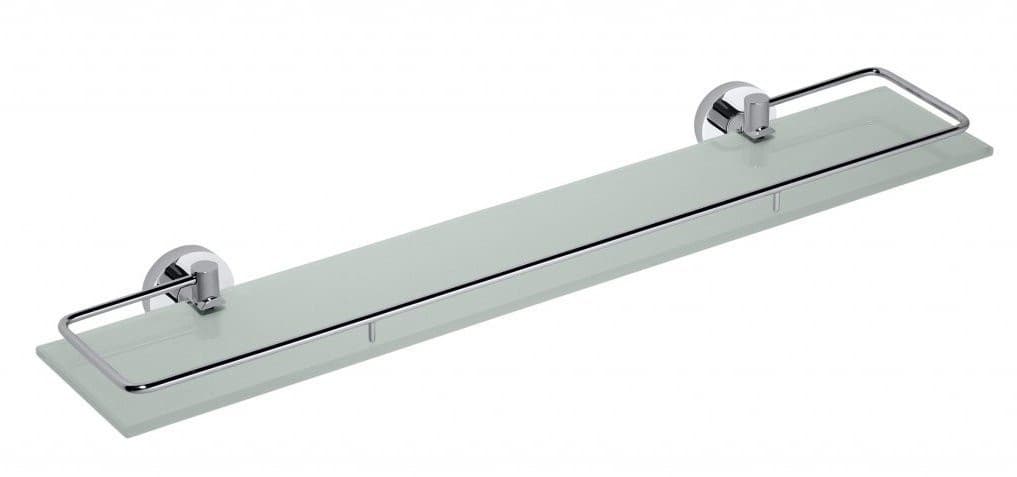 Półka szklana X-ROUND E 600x130 mm, chrom, mleczne szkło, drążek składany