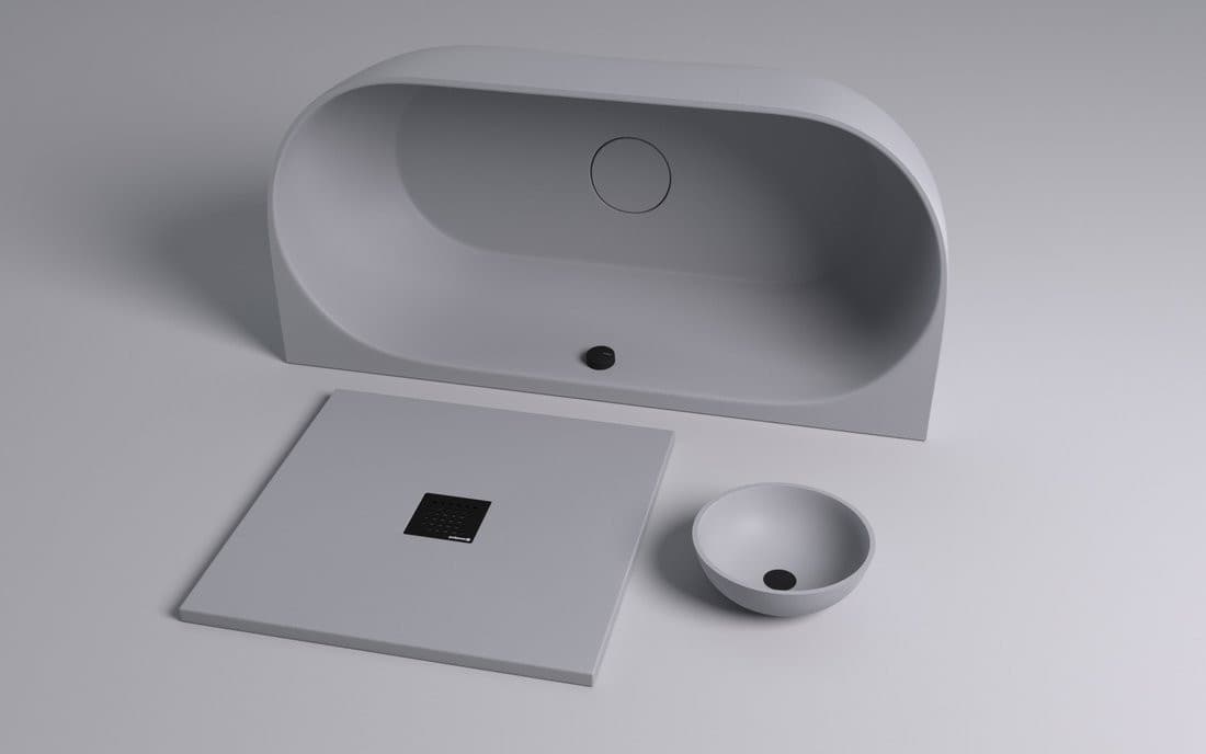 FLEXIA brodzik kompozytowy prostokątny 100x90 cm, szary mat